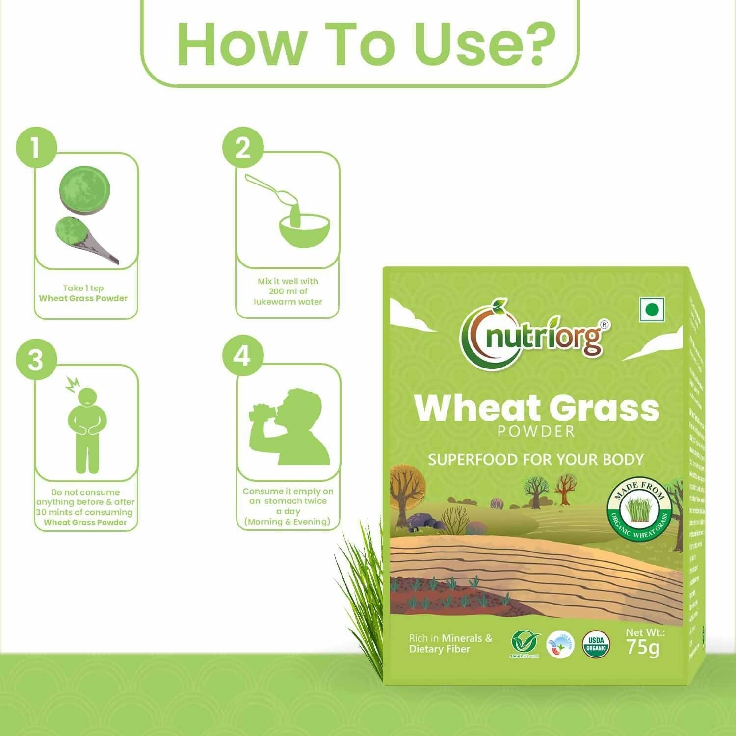 Nutriorg Certified Organic Wheatgrass Powder 