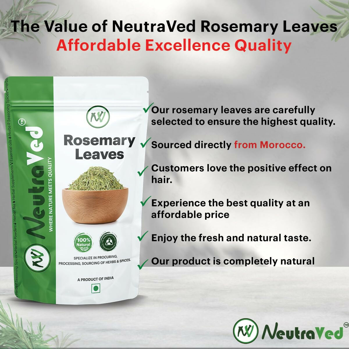 NeutraVed Rosemary Leaves For Hair Growth & Hair Fall Control 