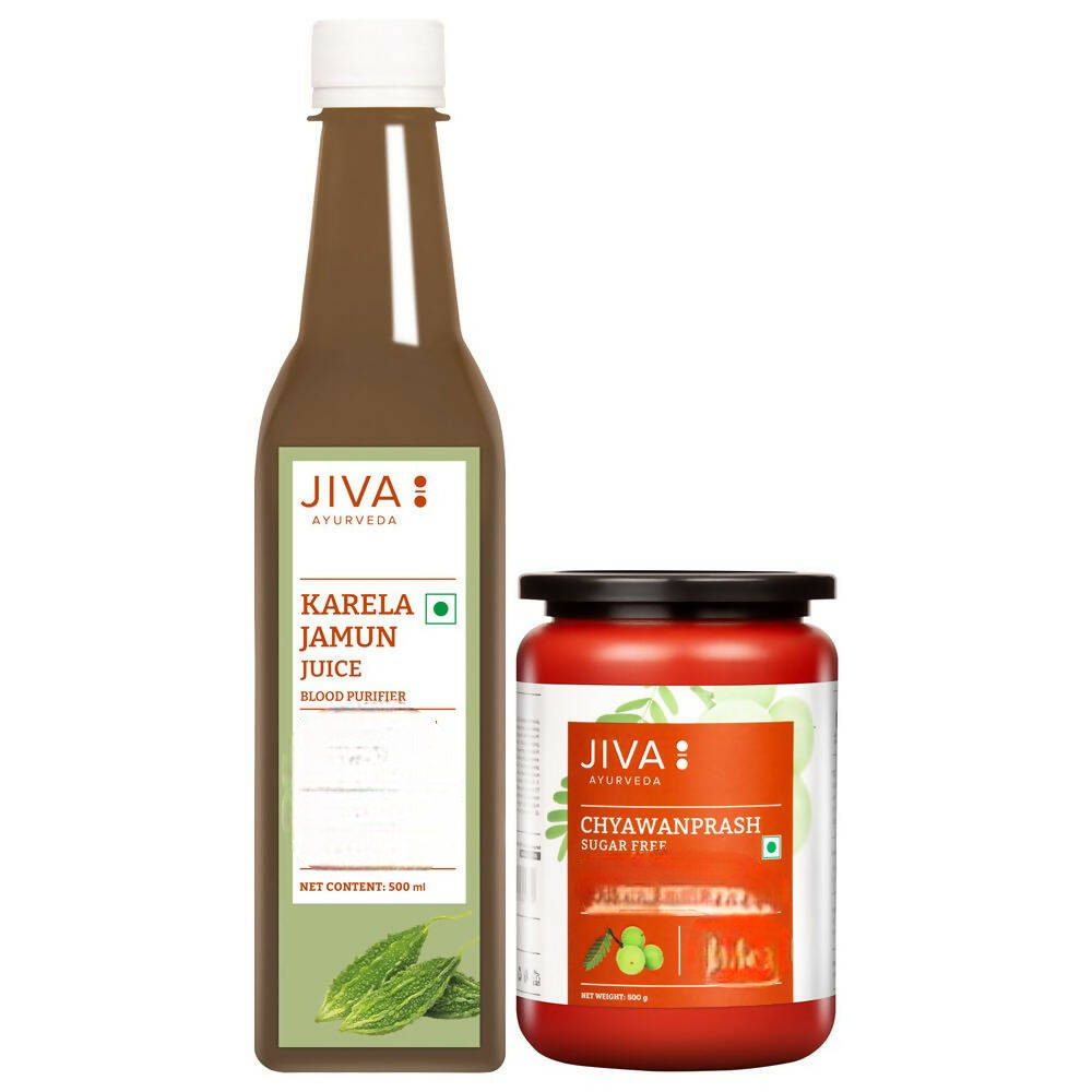 Jiva Ayurveda Karela Jamun Juice & Sugarfree Chyawanprash Combo 