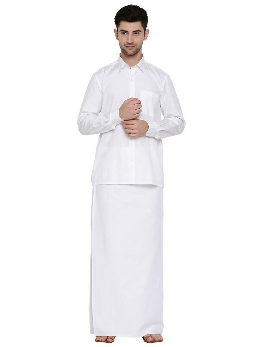 Ramraj Cotton Mens Full Sleeve Formal 100 % Cotton White Shirt 