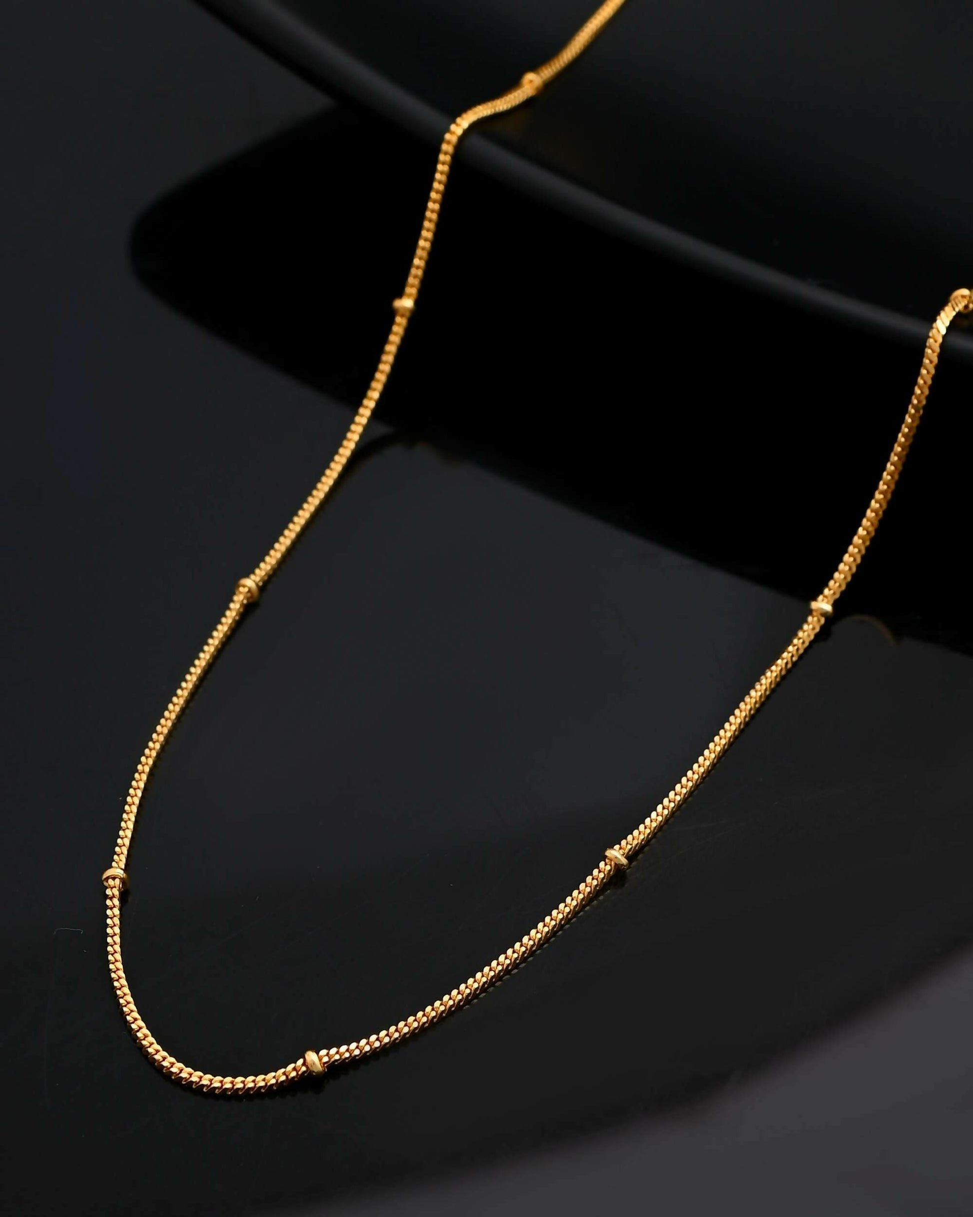 VOJ Gold-Polished Small Gold Beads Chain For Women 