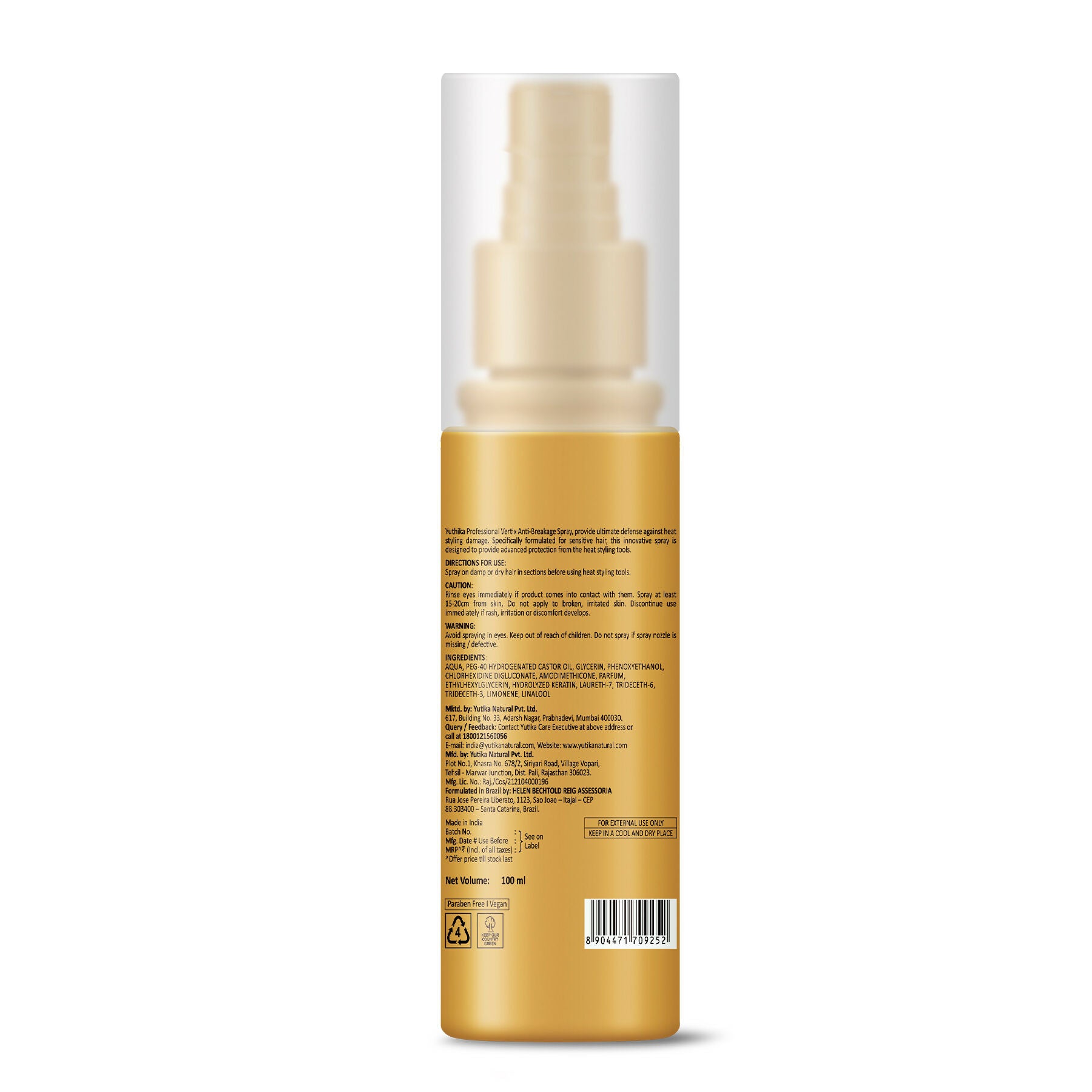 Yuthika Professional Vertix Hydrolyzed Keratin Anti Breakage Hair Spray  Grab2Buy Yuthika Grab2Buy