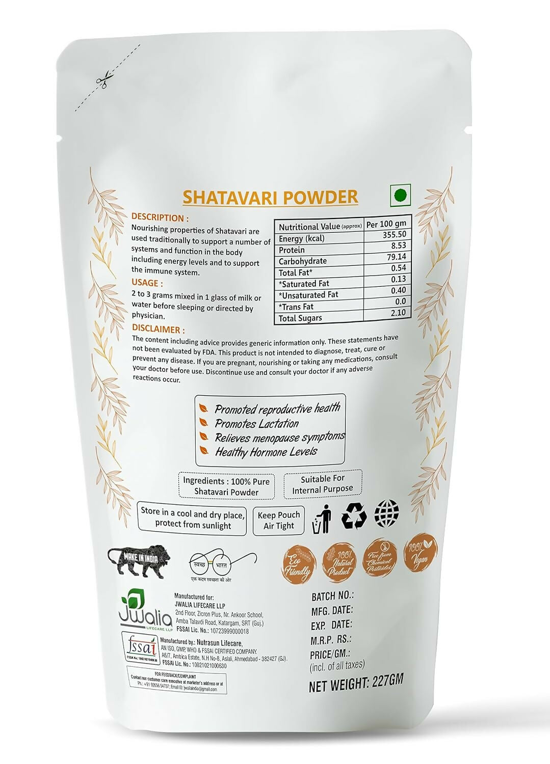Myherb Natural Organic Shatavari Powder 