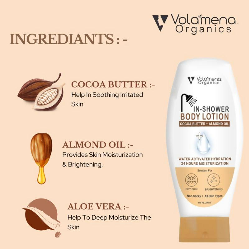 Volamena Cocoa + Almond In-Shower Body Lotion With Shea Butter  Grab2Buy Volamena Grab2Buy