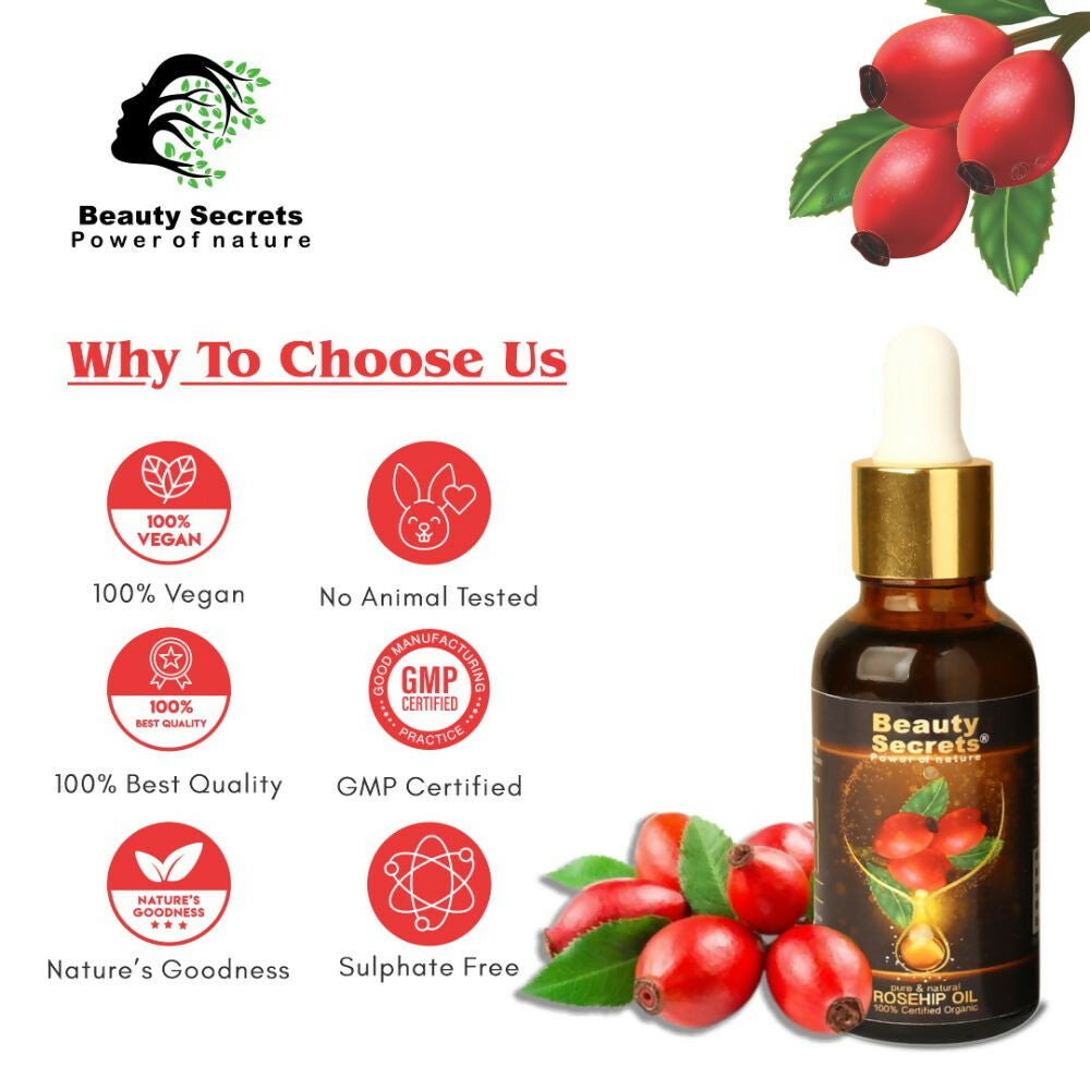 Beauty Secrets Certified Organic Rosehip Oil for Face and Body  Grab2Buy Beauty Secrets Grab2Buy