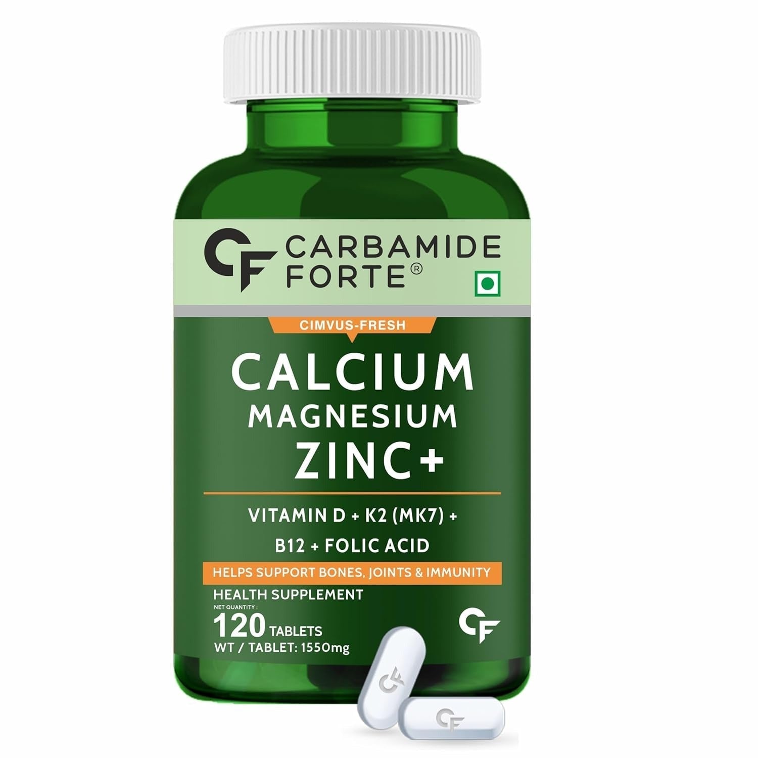 Carbamide Forte Calcium + Magnesium + Zinc + Vitamin D, K2, & B12 Tablets 