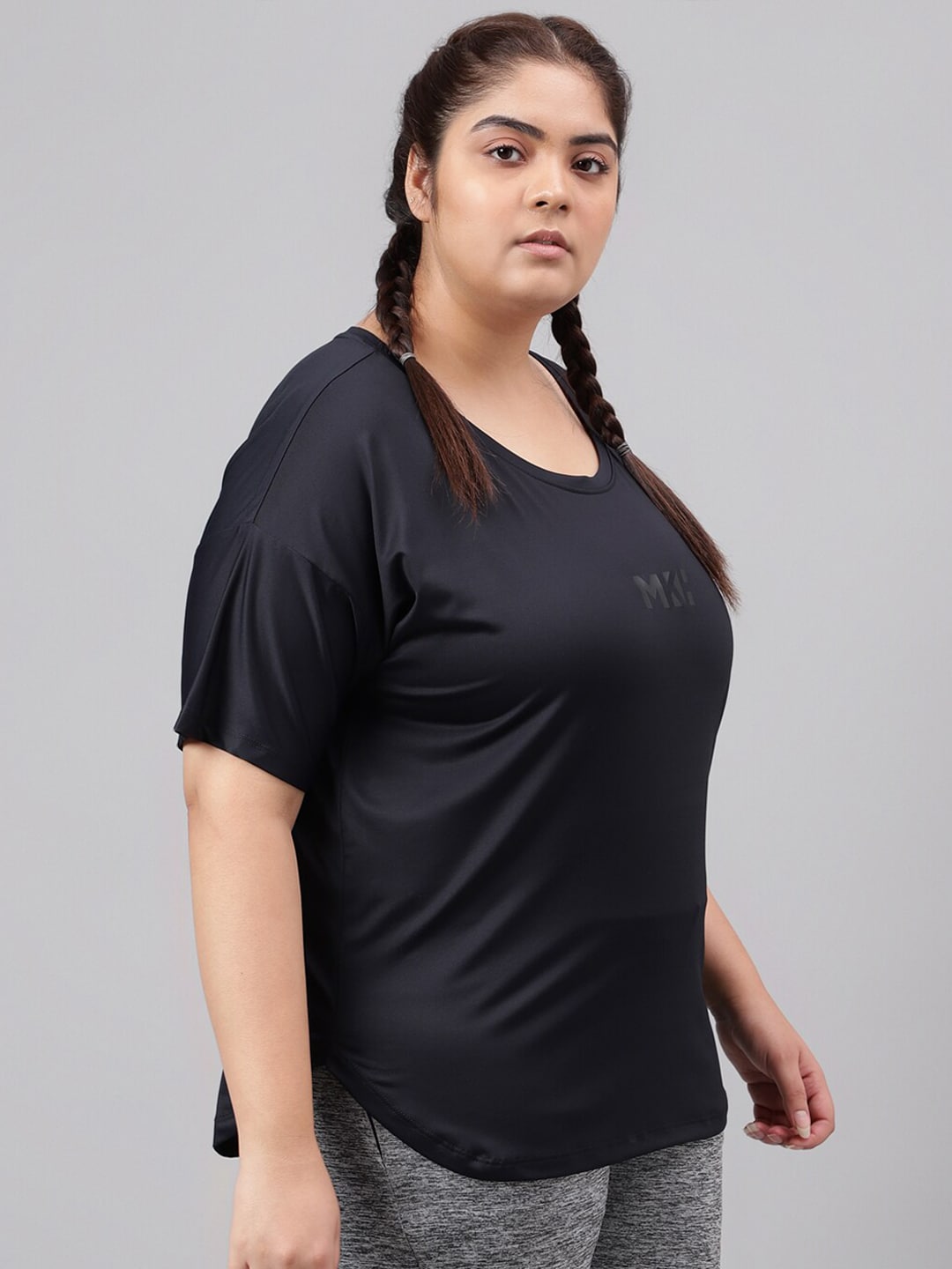 MKH Plus Size Drop Shoulder Sleeves Relaxed Fit Dri-FIT Sports T-shirt 