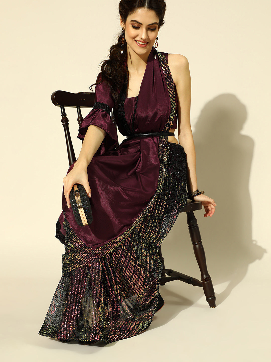 Tikhi Imli Embellished Poly Crepe Grab2Buy with Embellished Border 