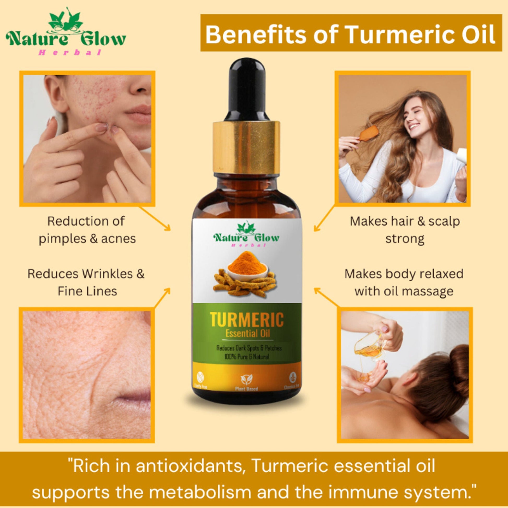Nature Glow Herbal Kumkumadi & Turmeric Essential Oil Combo