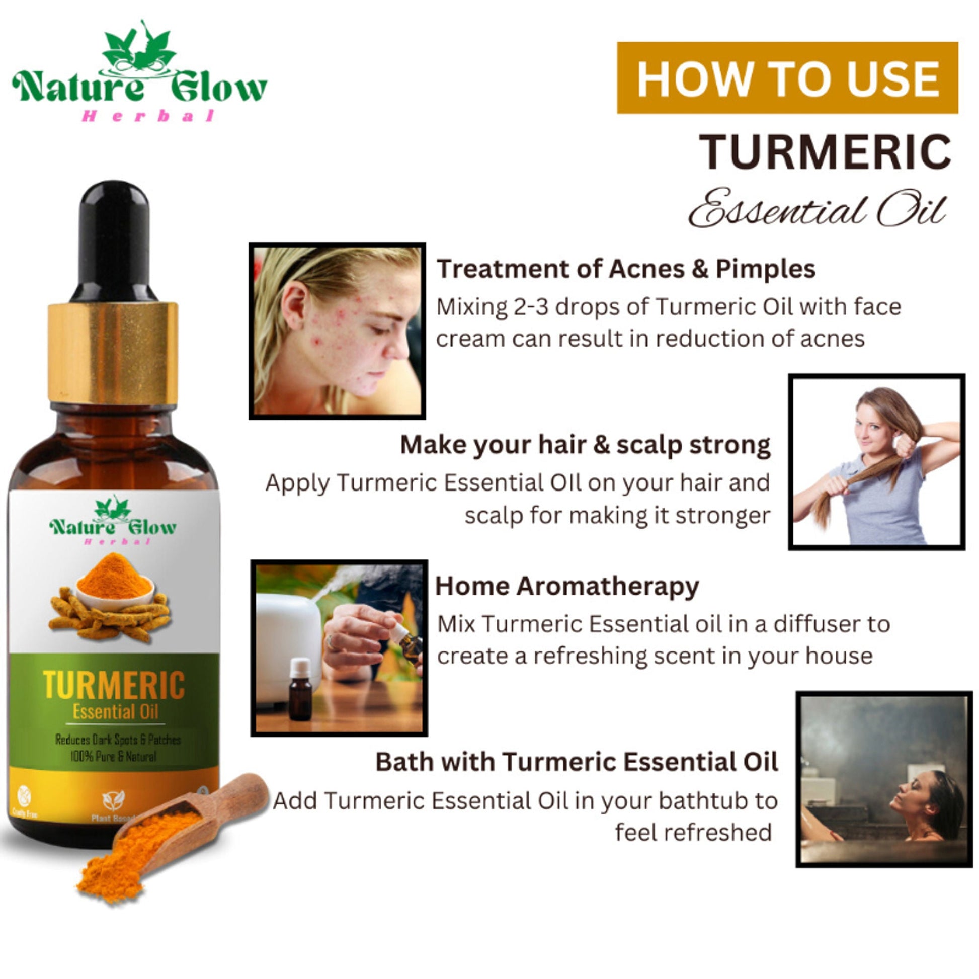 Nature Glow Herbal Lavender & Cedarwood & Turmeric Essential Oil Combo
