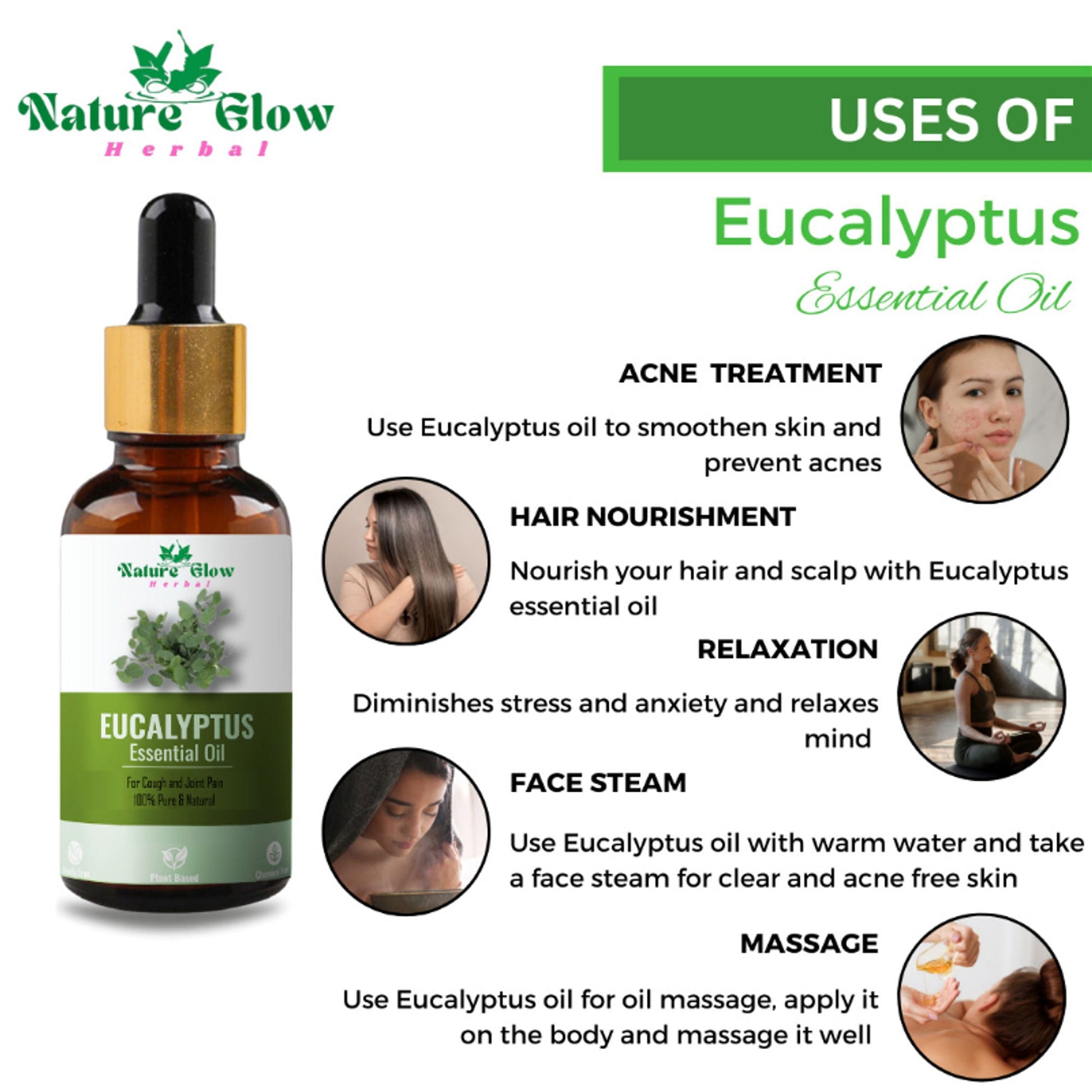 Nature Glow Herbal Lavender & Rosemary & Eucallypatus Essential Oil Combo