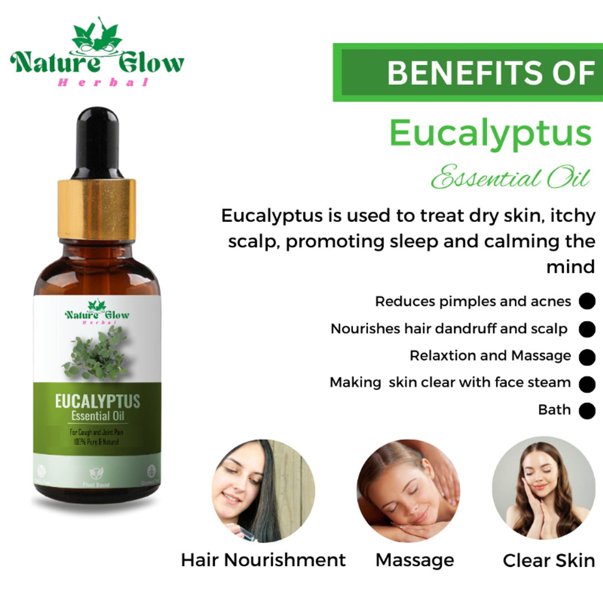 Nature Glow Herbal Lavender & Rosemary & Eucallypatus Essential Oil Combo