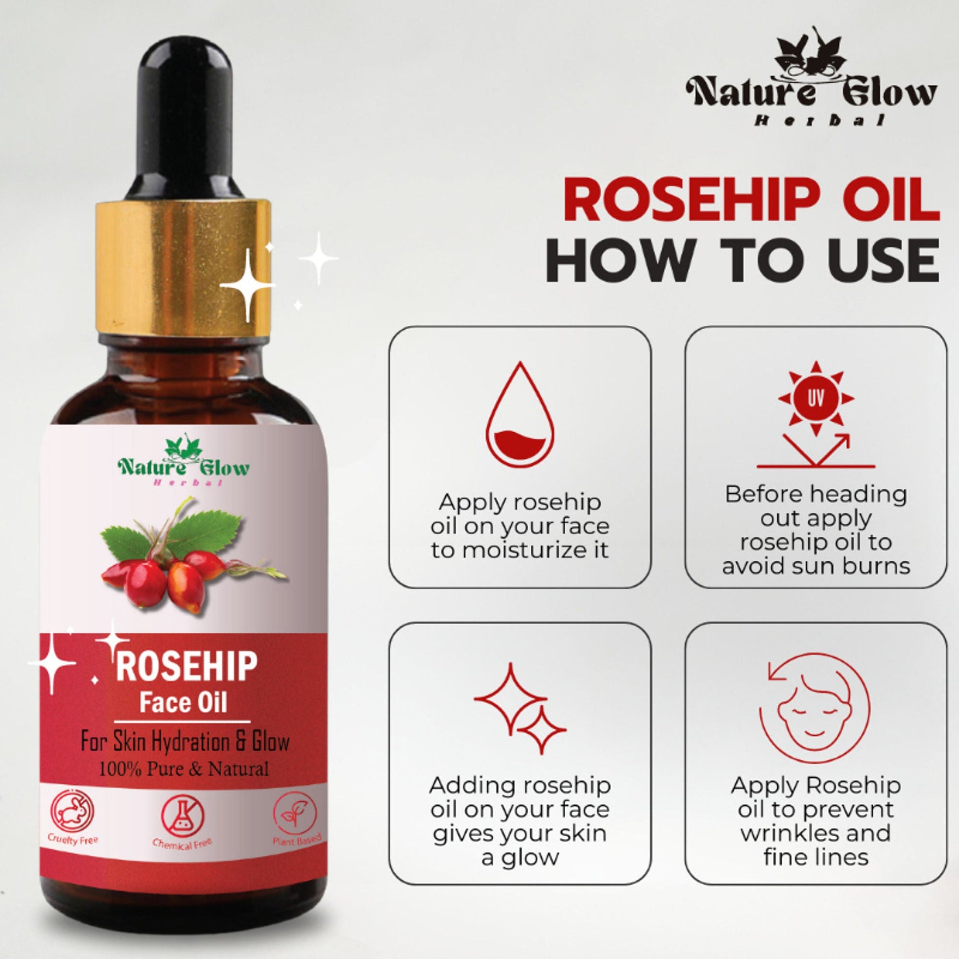 Nature Glow Herbal Grapeseed, Argan & Rosehip Facial Oil Combo