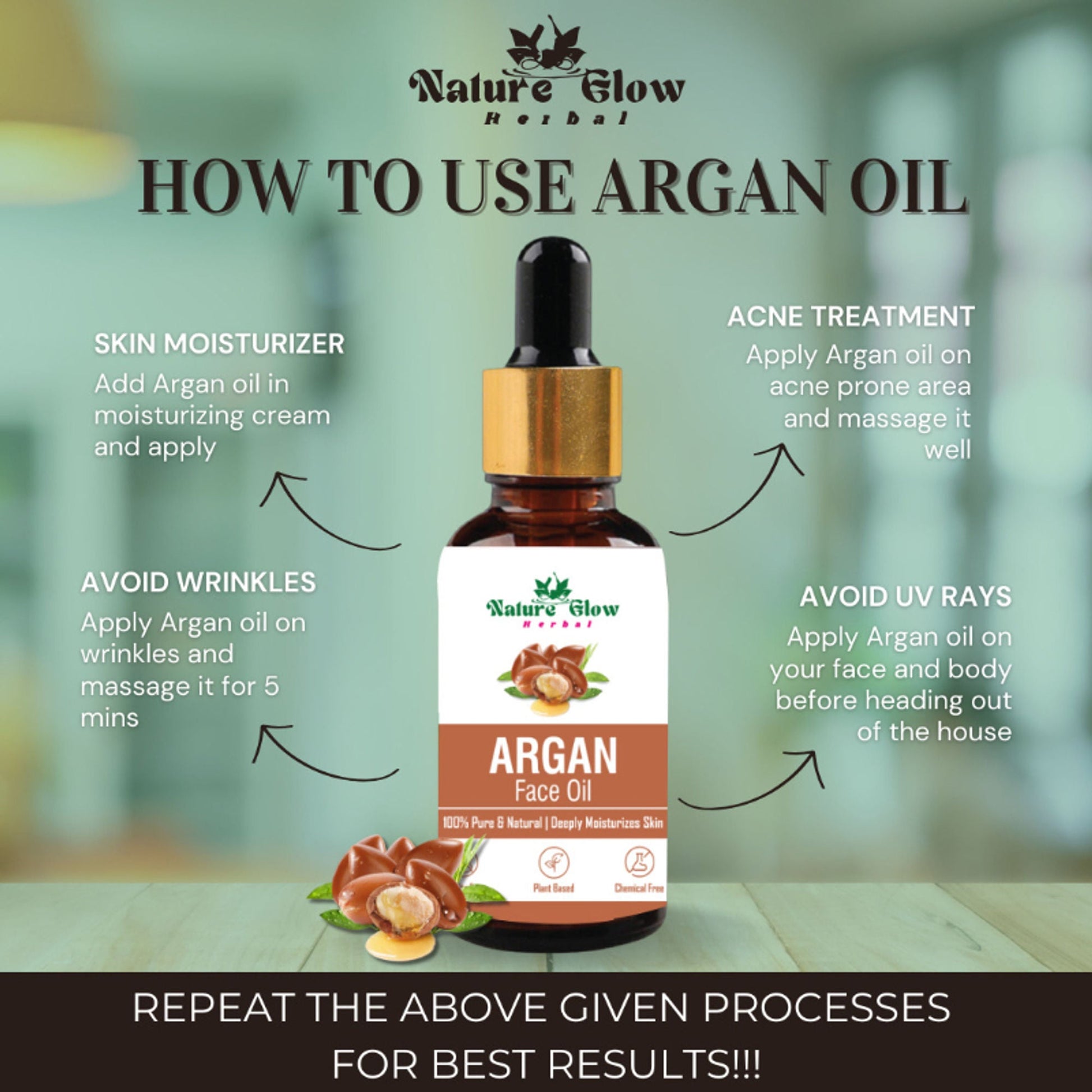 Nature Glow Herbal Grapeseed, Argan & Rosehip Facial Oil Combo