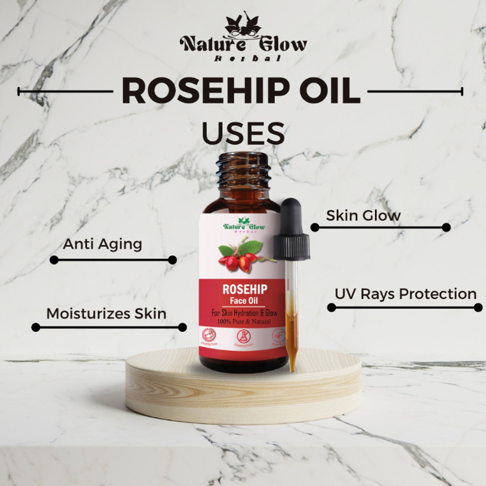 Nature Glow Herbal Grapeseed, Argan & Rosehip Facial Oil Combo