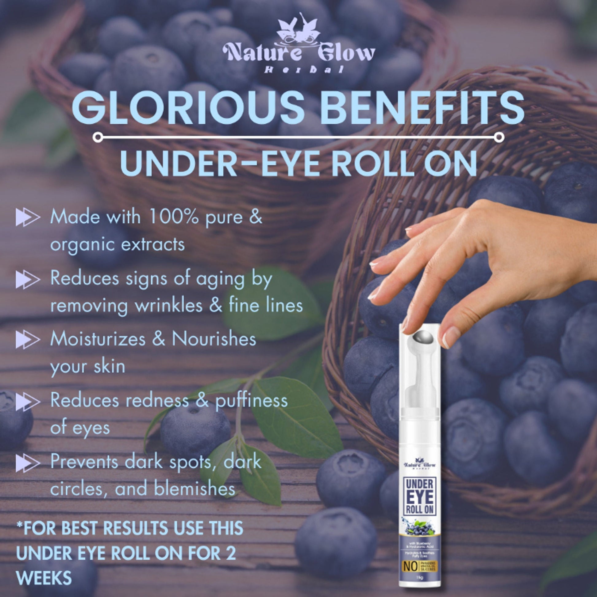 Nature Glow Herbal Under Eye Serum & Bluebery Roll On Combo