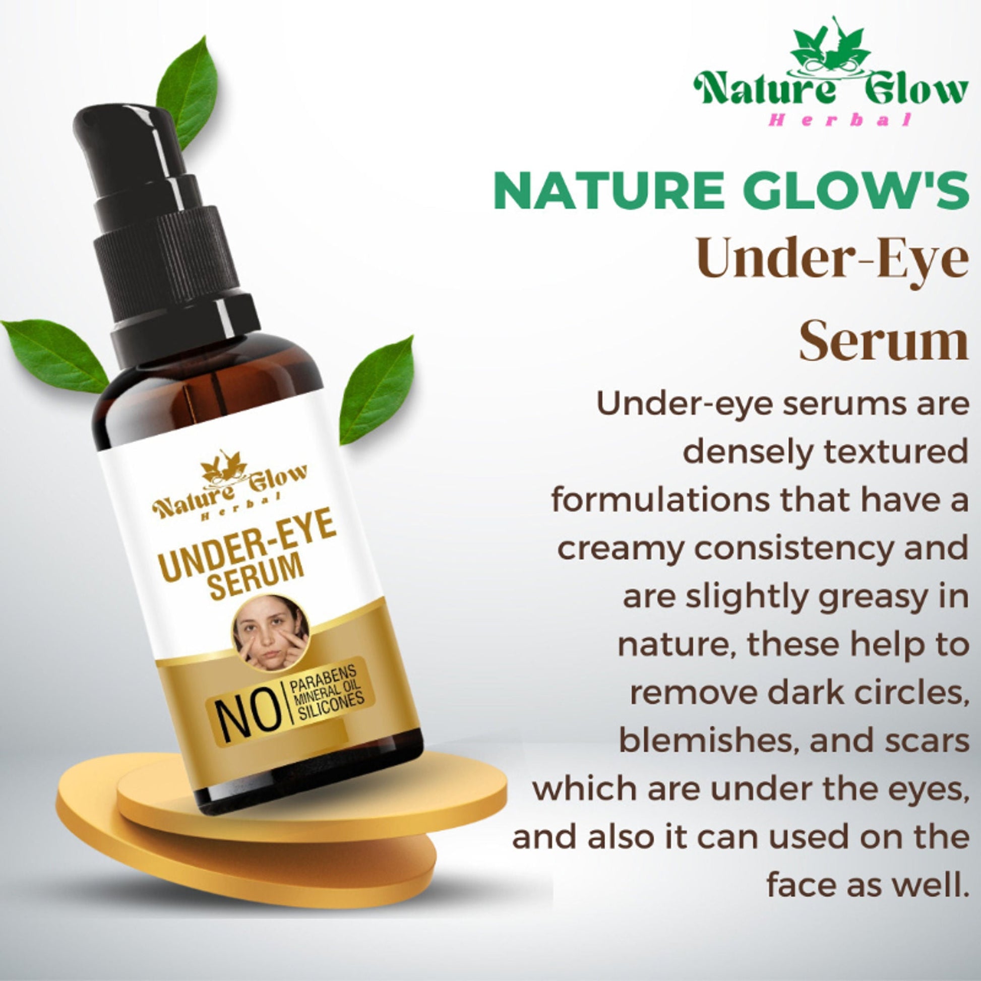 Nature Glow Herbal Under Eye Serum & Caffeine Roll Combo