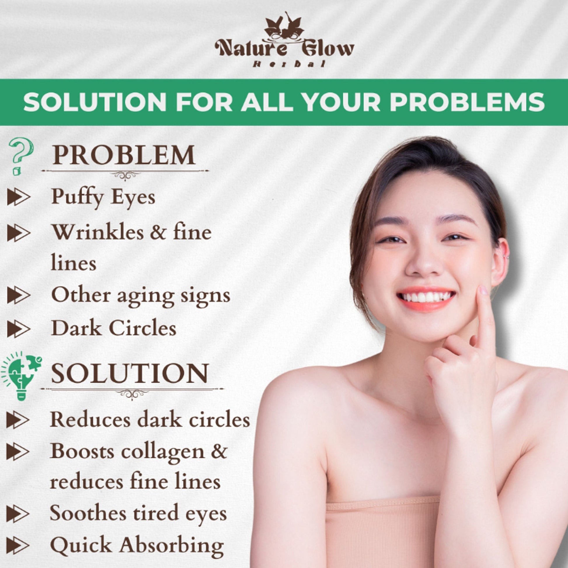 Nature Glow Herbal Under Eye Serum & Caffeine Roll Combo