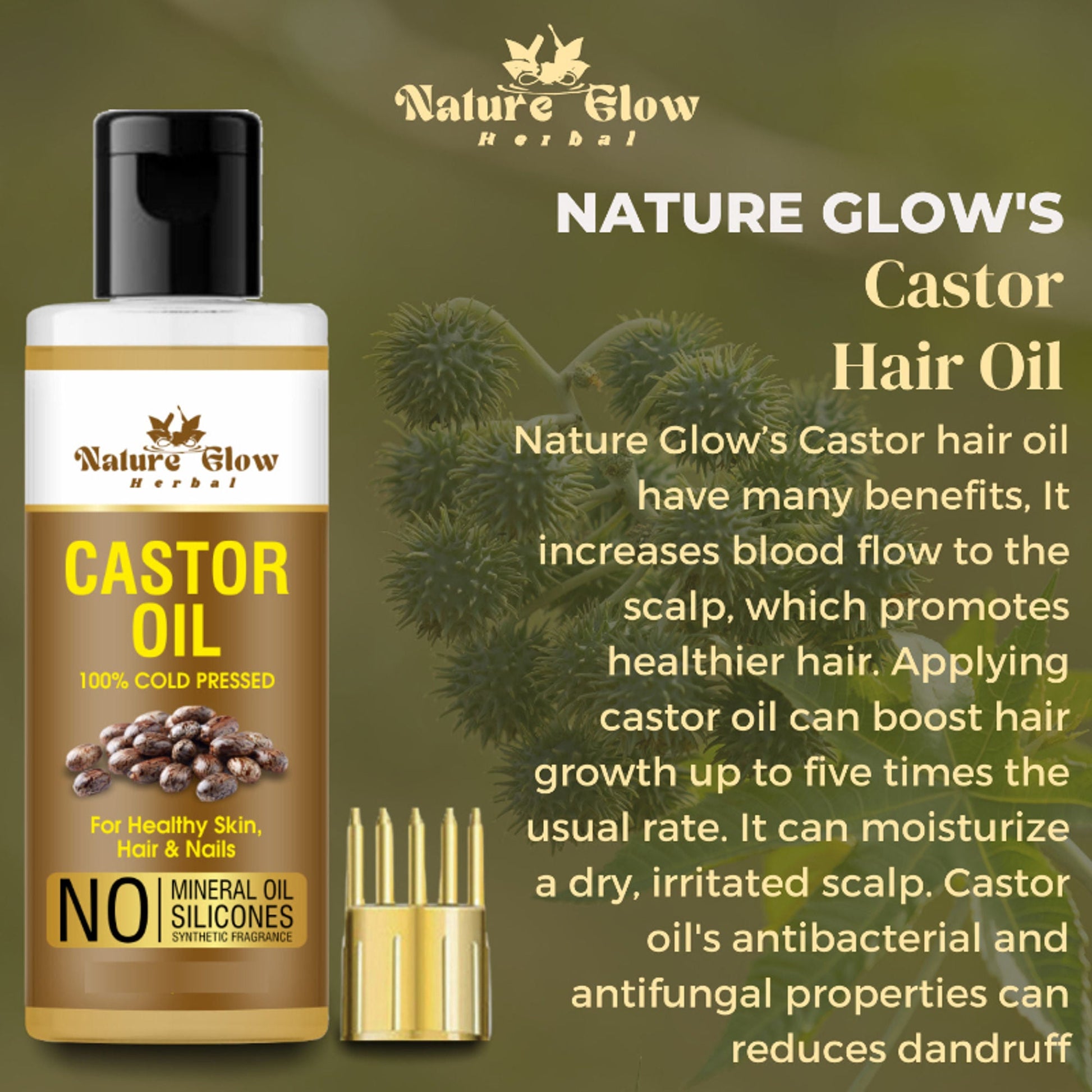 Nature Glow Herbal Castor & Onion With Black Seed Hair Oil Combo