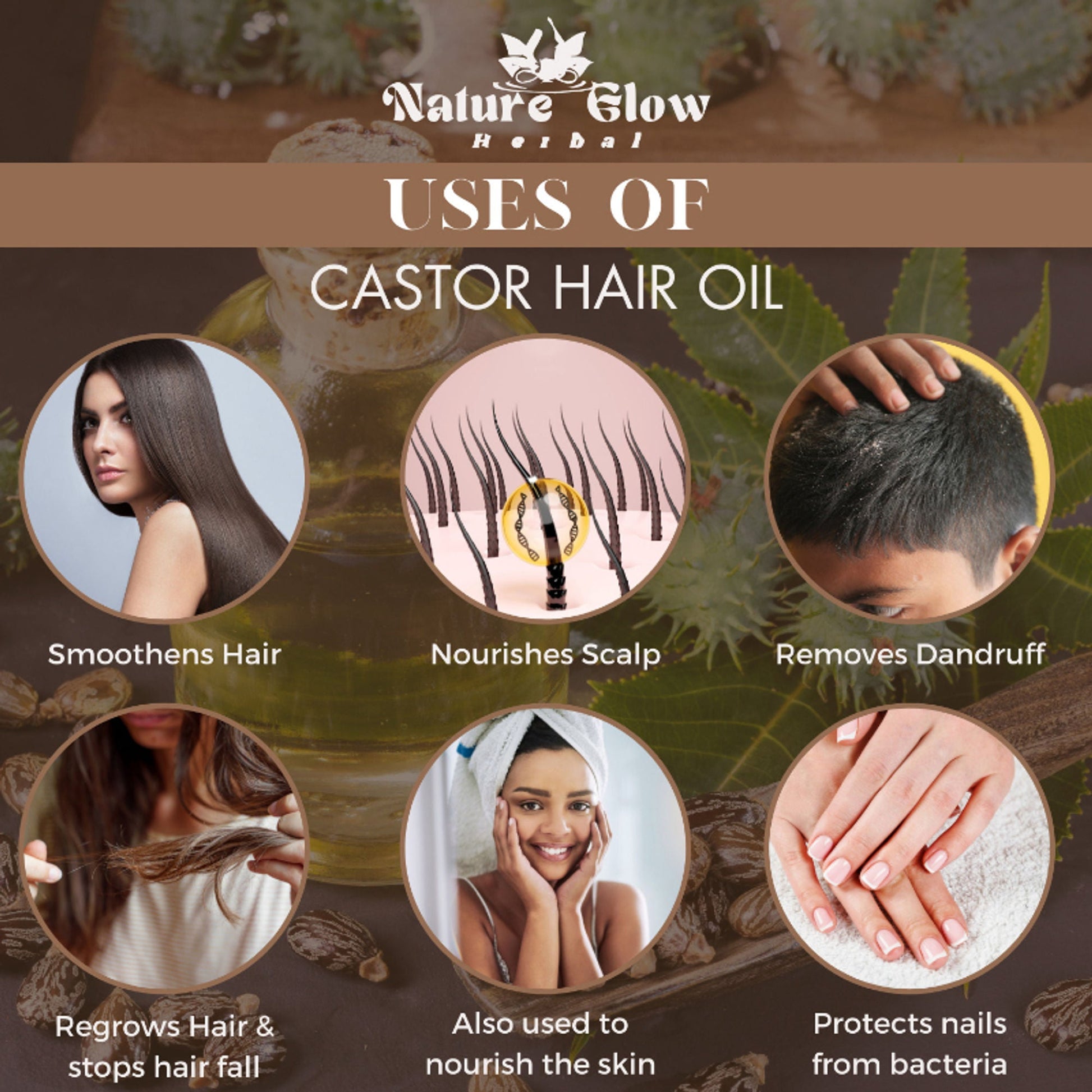 Nature Glow Herbal Castor Oil & 4 In 1 Hair Oil Combo