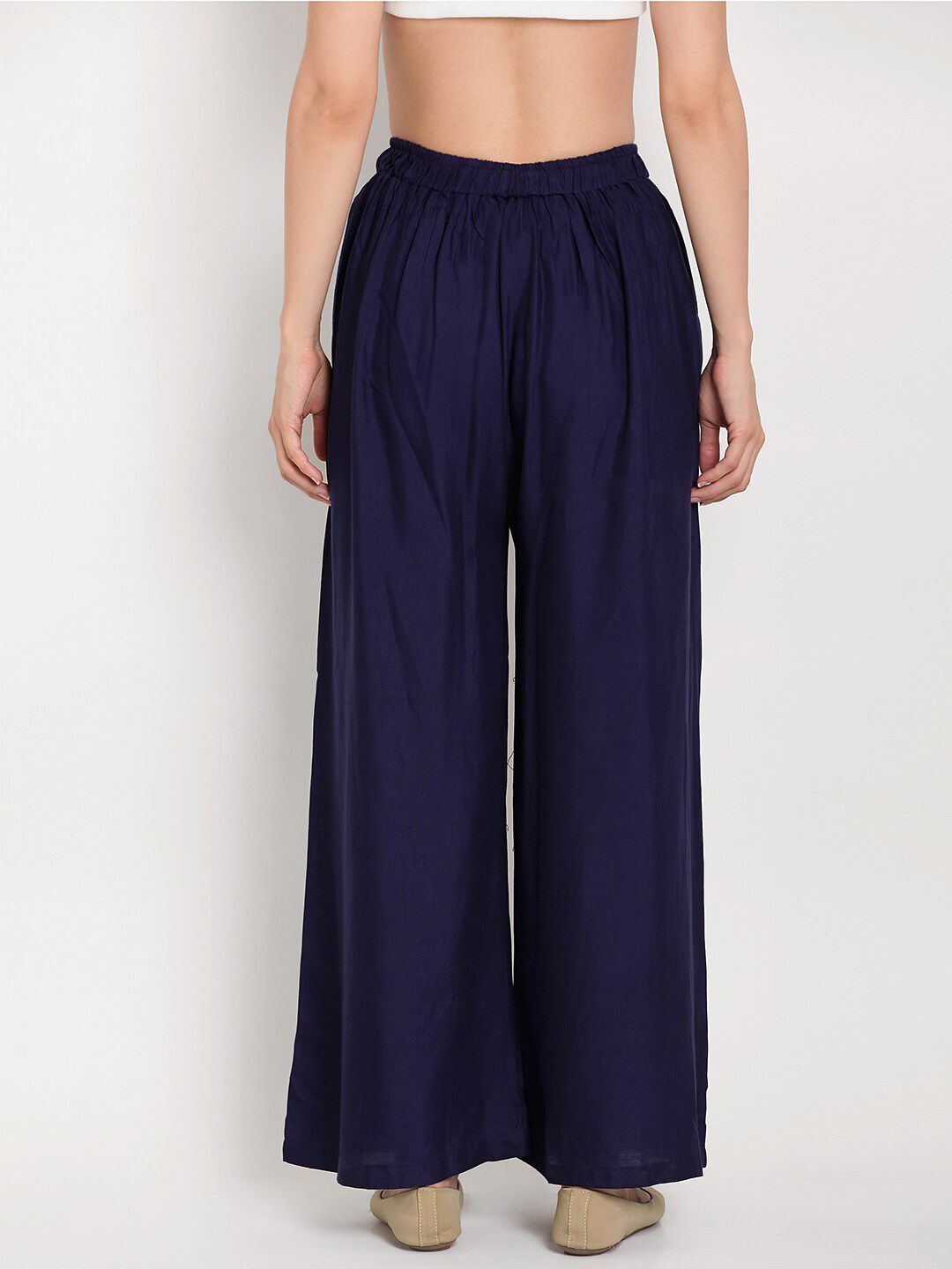 TAG 7 Women Black & Navy Blue Set of 2 Flared Ethnic Palazzos
