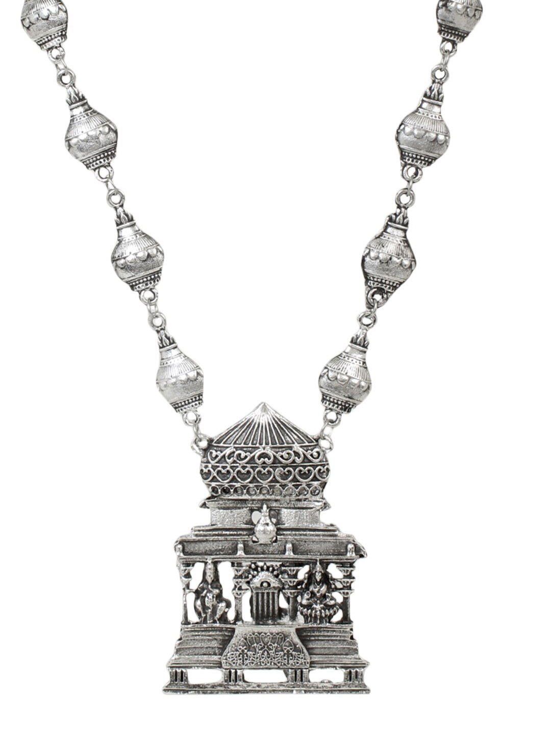 Cardinal Silver-Toned Oxidized Long Jewellery Set - Grab2buy