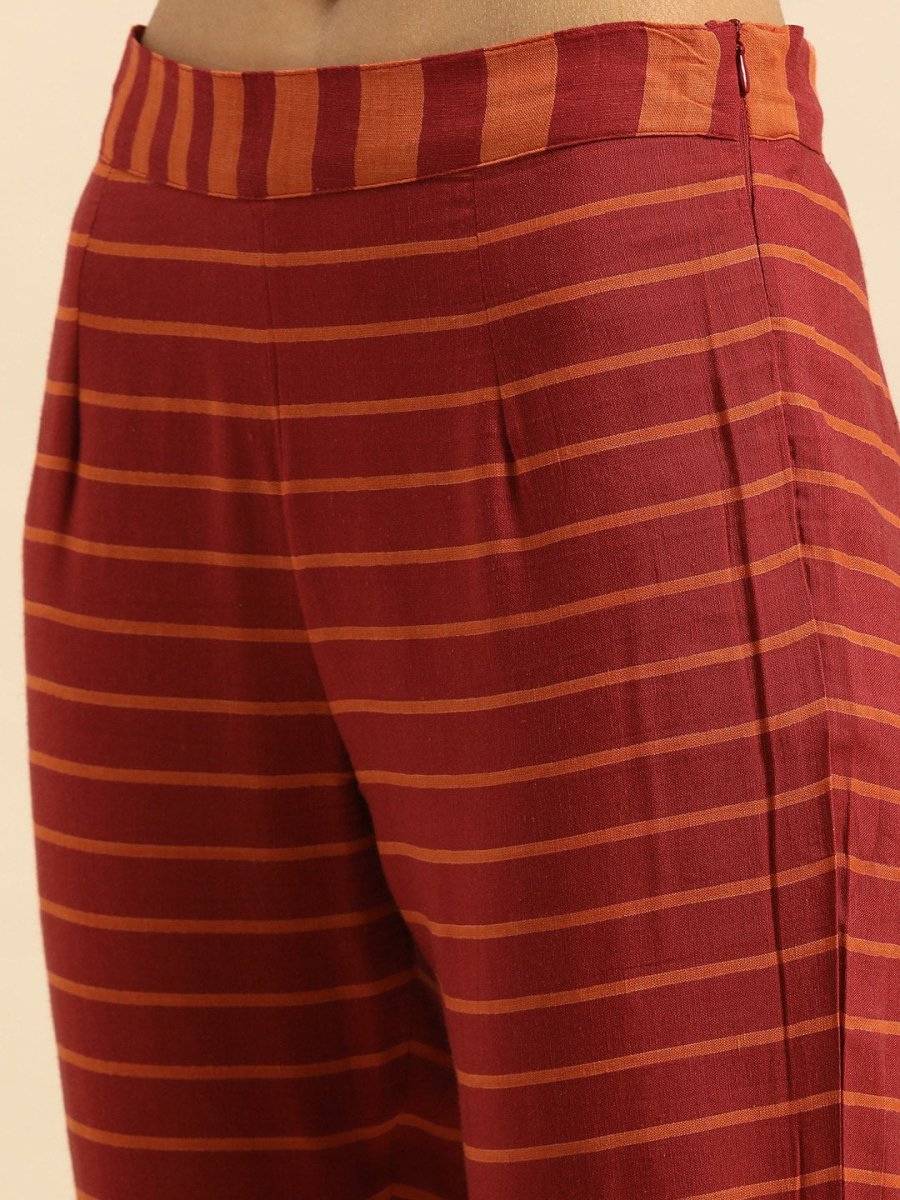 All About You Women Red & Orange Pure Cotton Kurta with Trousers
