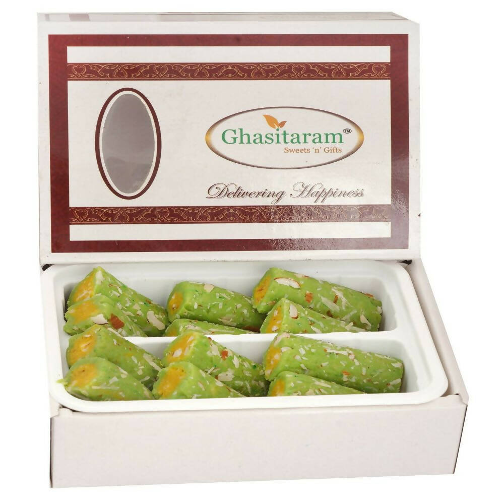 Ghasitaram Kaju Pista Roll Sweets 