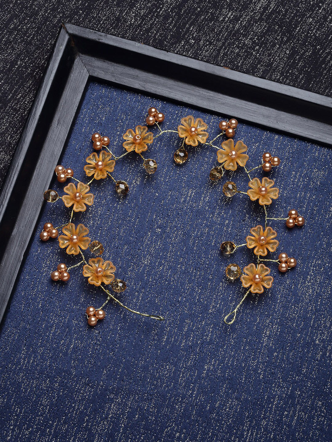 Panash Women Gold-Toned & Yellow Beaded Tiara - Grab2buy