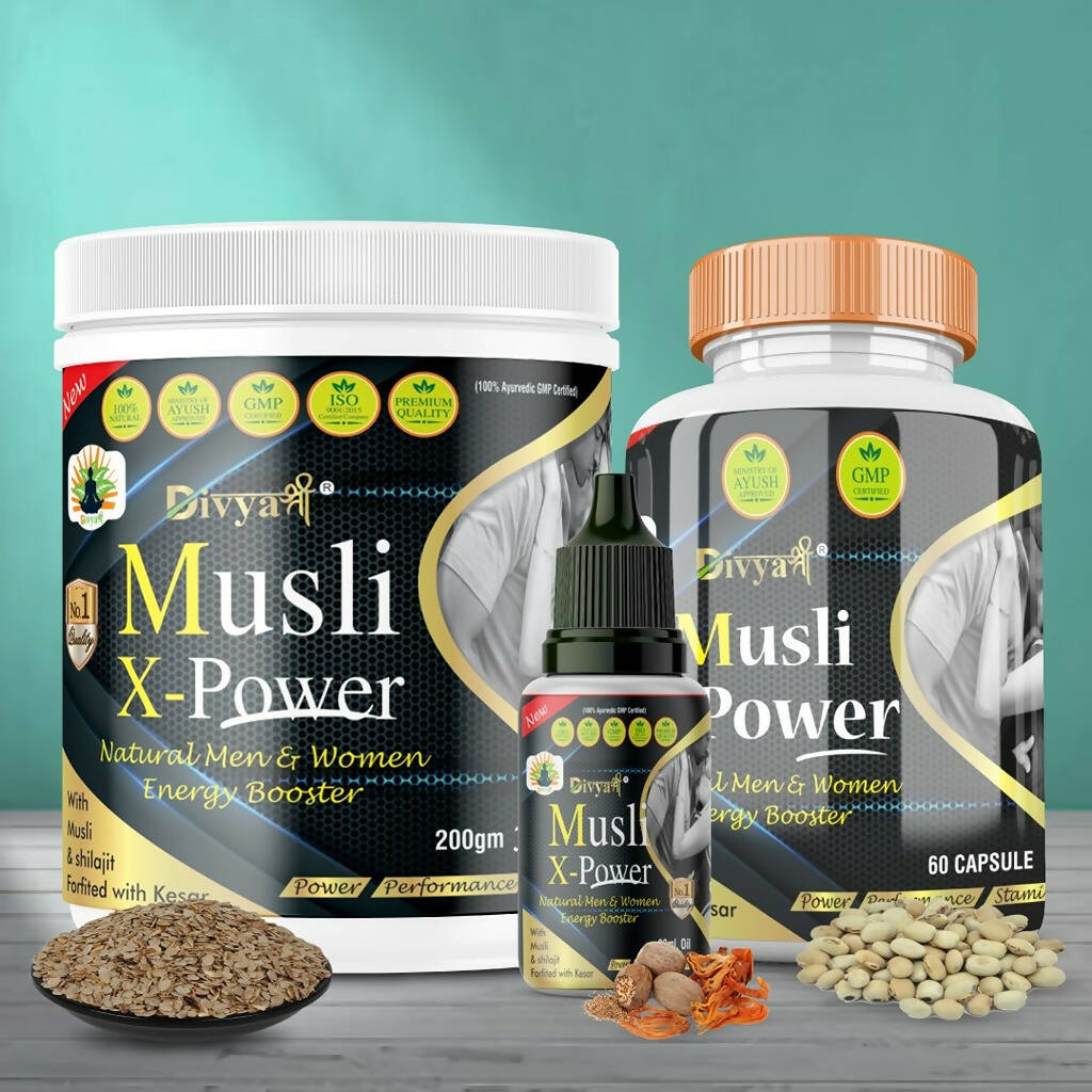 Divya Shree Musli X-Power Cap, Oil and Prash Combo 