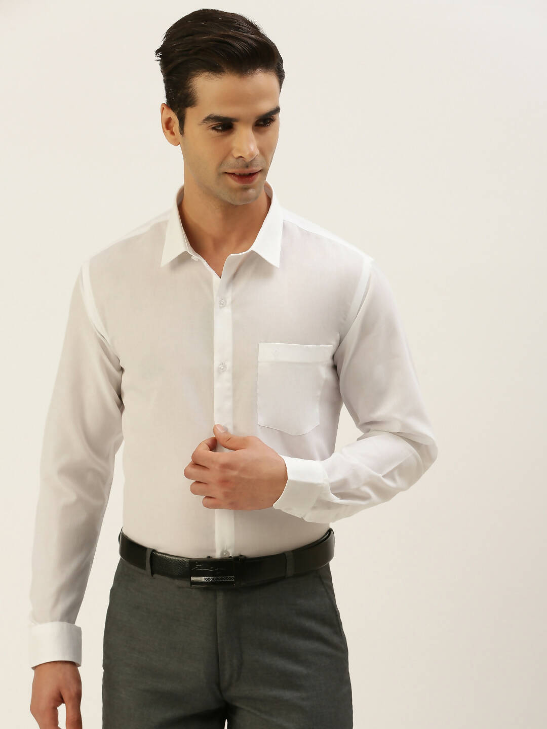 Ramraj Cotton Mens Full Sleeve White Shirt Plus Size - Minister Cotton 