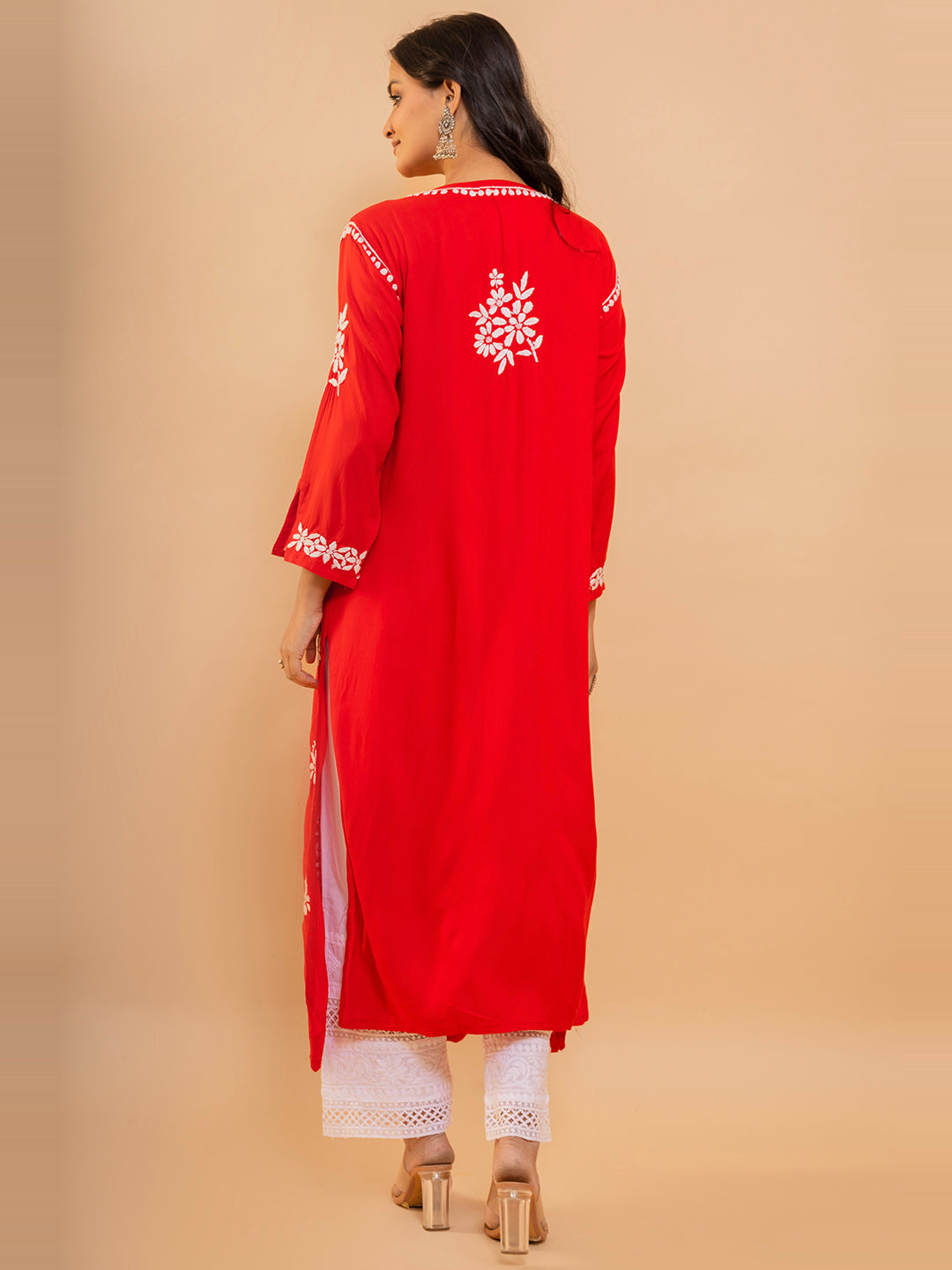 HOUSE OF KARI Cotton Floral Embroidered Chikankari Kurta 