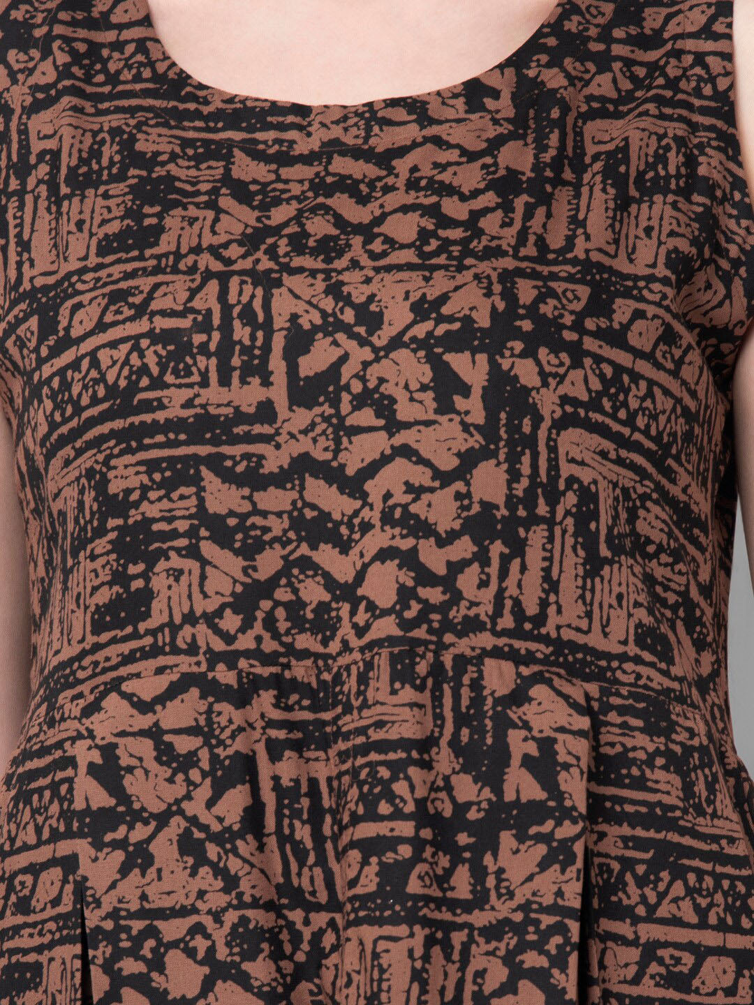Kalini Women Brown & Black Abstract Print A-Line Kurta 