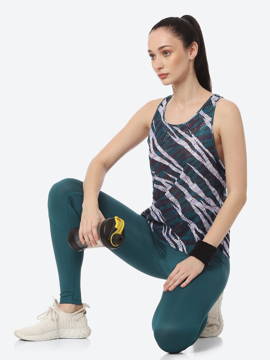 ASICS Ventilate Actibreeze Aop Women White Green Printed T-shirt 