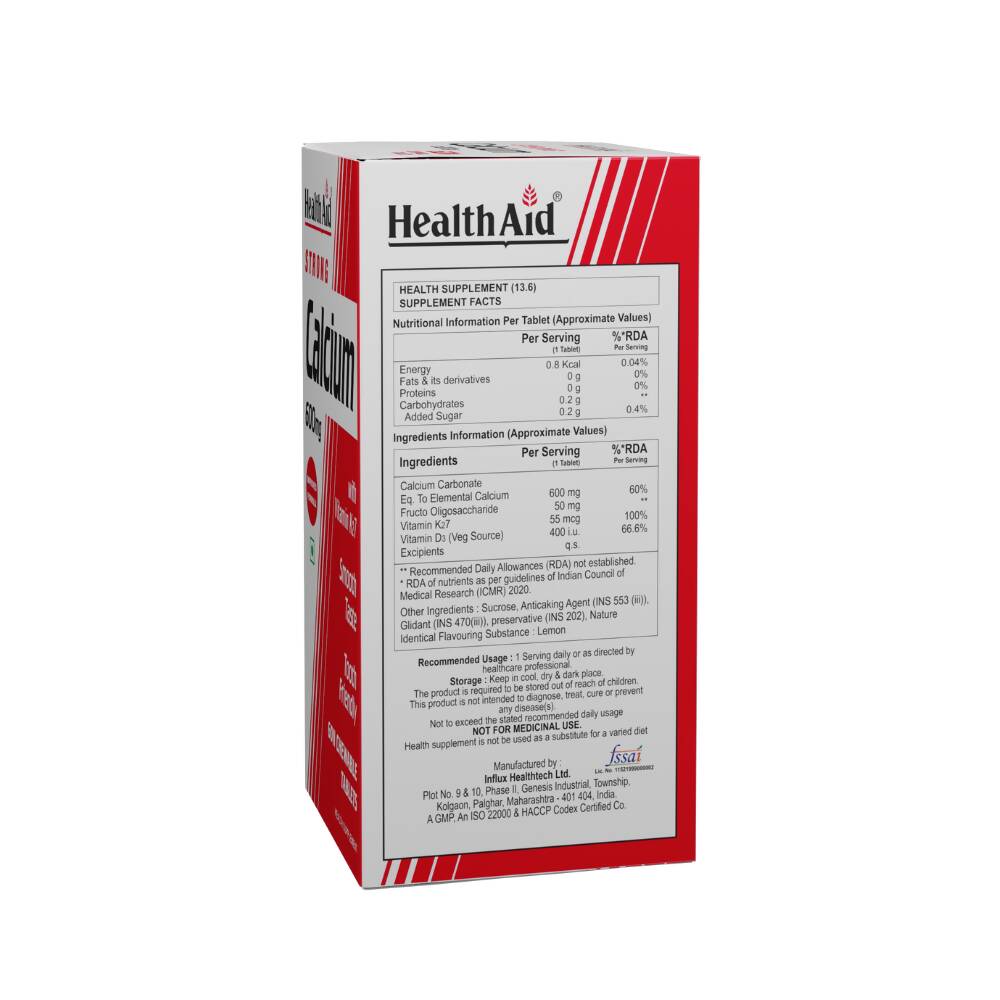 HealthAid Strong Calcium 600 mg Chewable Tablets 