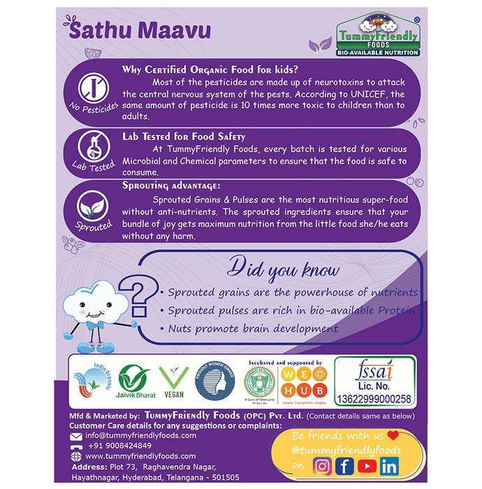 TummyFriendly Foods Organic Sathu Maavu, Sprouted Multi Grain Porridge Mixes  Grab2Buy TummyFriendly Foods Grab2Buy