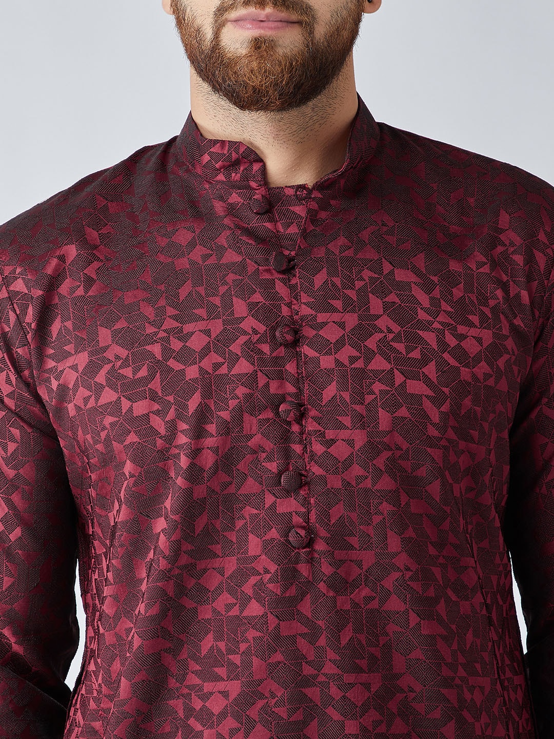 Sojanya Men Maroon Woven Design Straight Kurta 