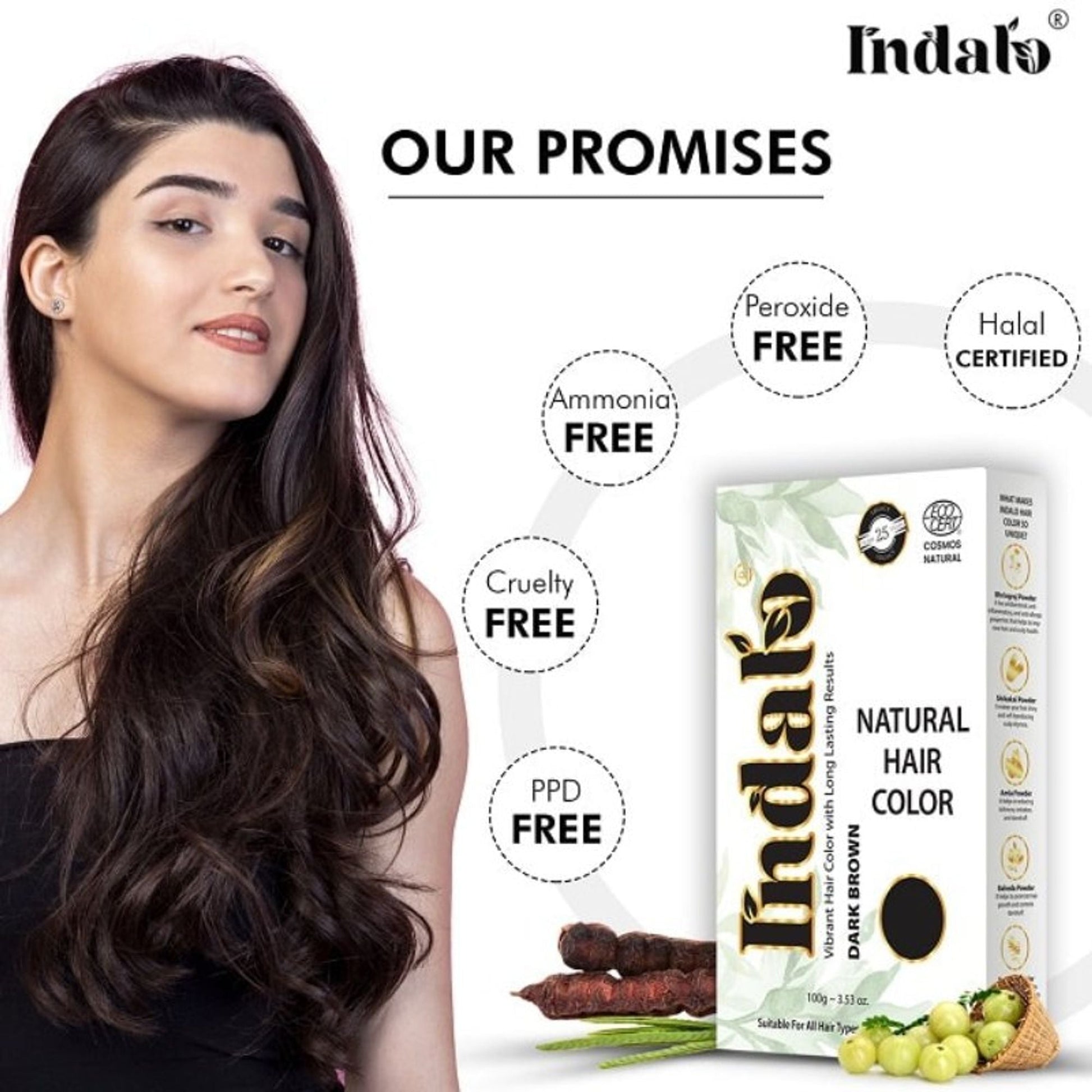 Indalo Natural Baheda And Brahmi Hair Colour - Dark Brown