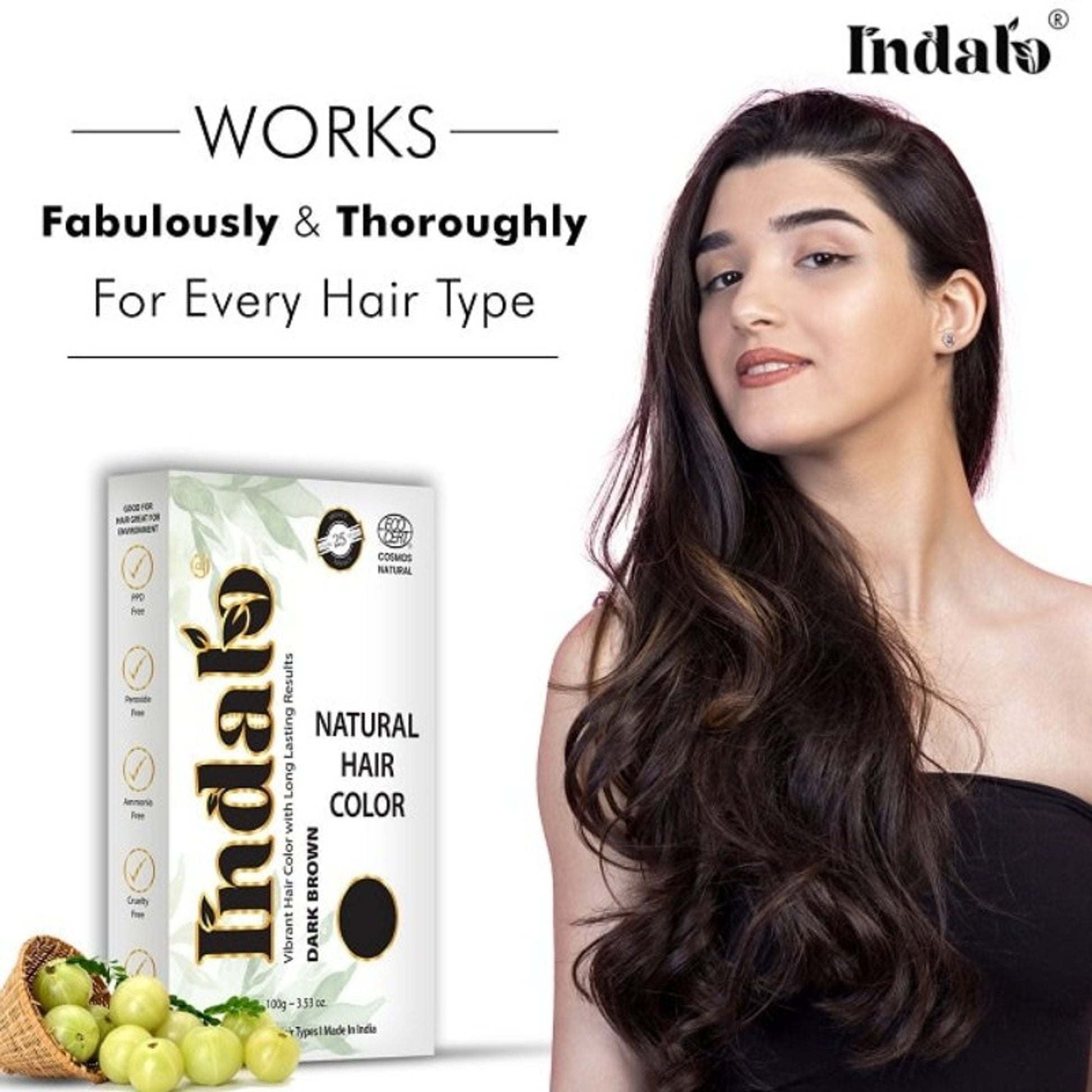 Indalo Natural Baheda And Brahmi Hair Colour - Dark Brown