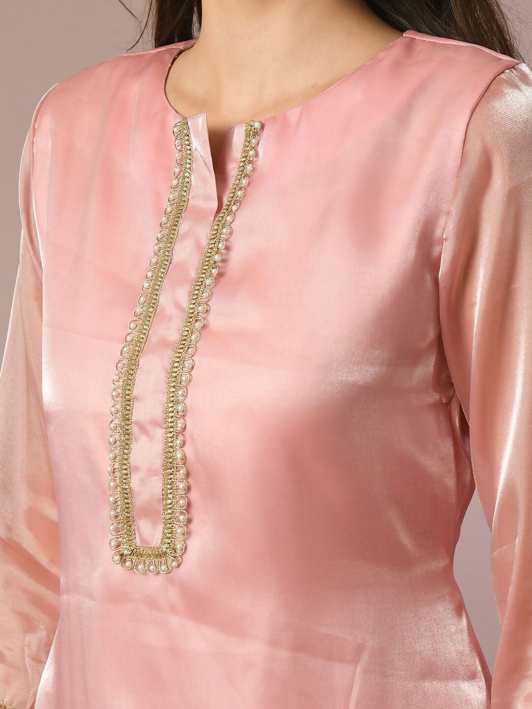 Myshka Women's Pink Solid Straight Party Kurta Set