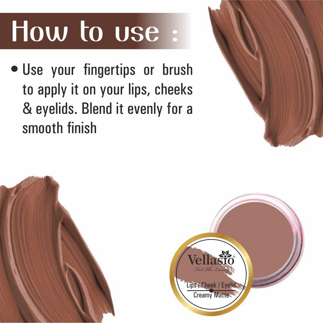 Vellasio Vegan Lip and cheek tint - Nude brown  Grab2Buy Vellasio Grab2Buy