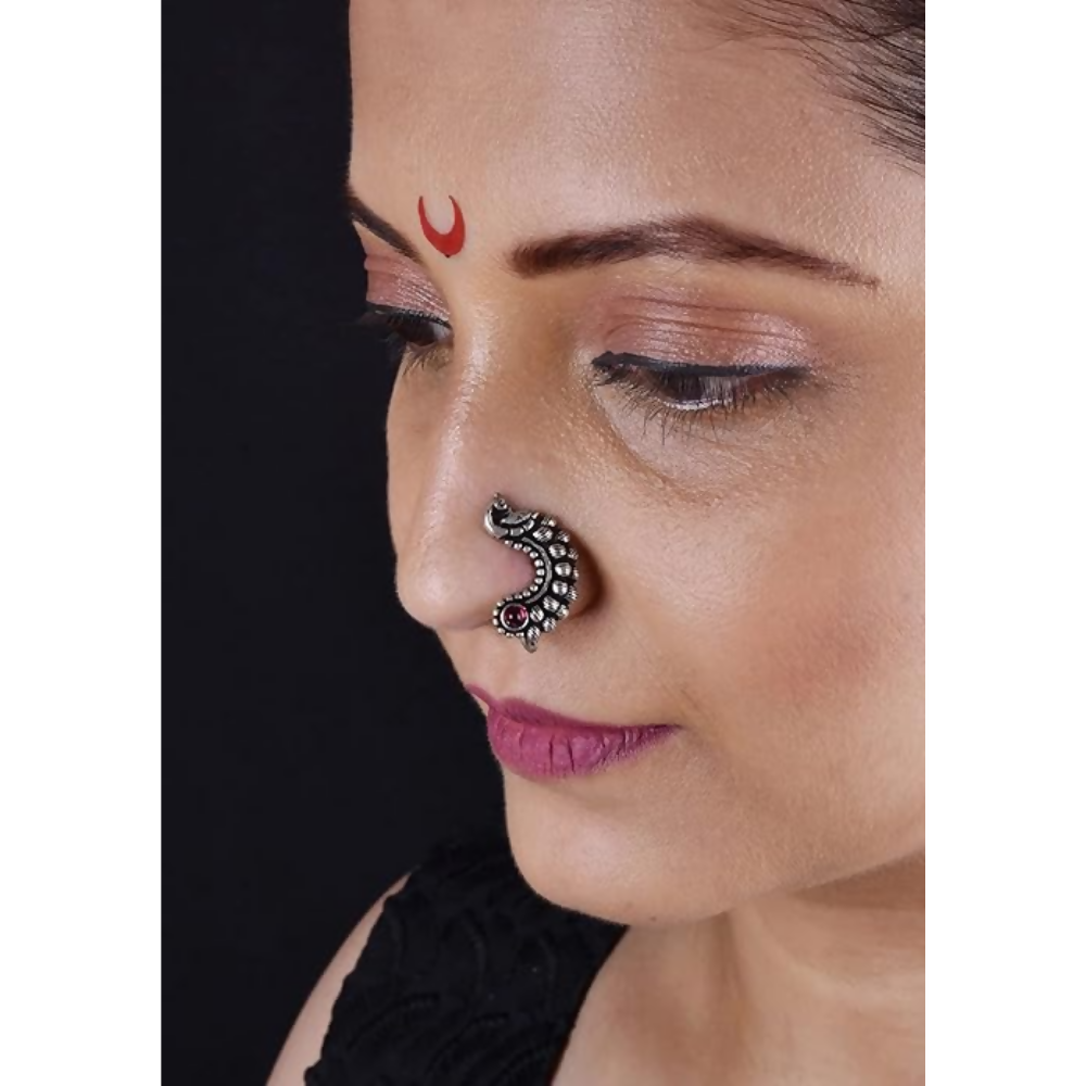 Thanu's Craft Maharashtrian Nath Clip on Marathi Nose ring without Piercing Oxidized nose Pin  Grab2Buy Generic Grab2Buy