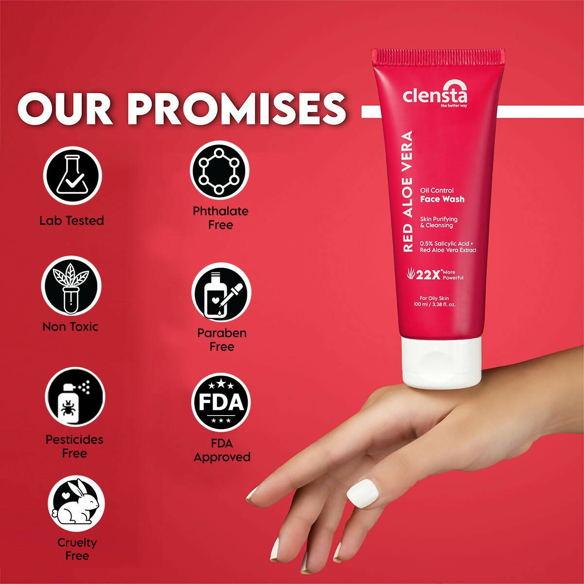 Clensta Red Aloe Vera Oil Control Face Wash 