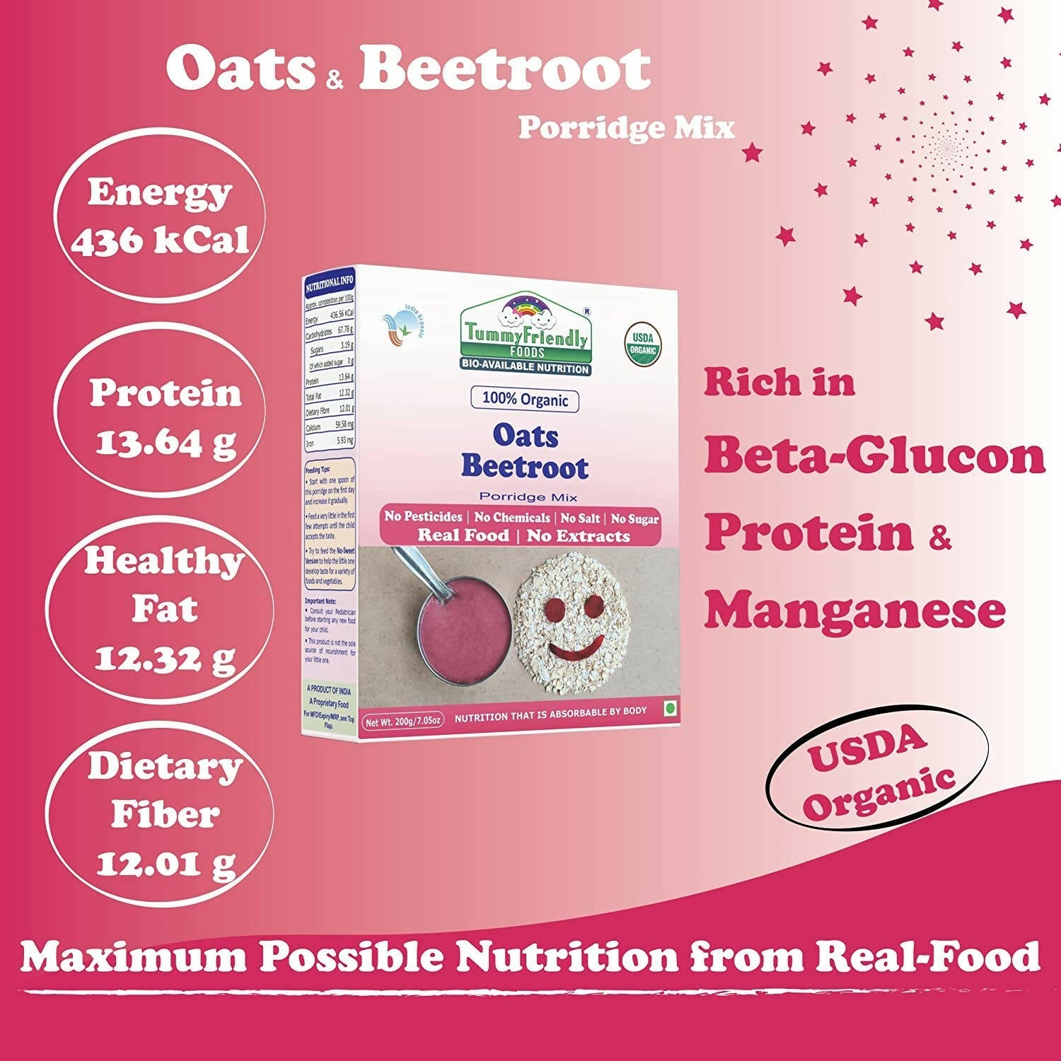 TummyFriendly Foods Organic Oats and Organic Oats, Beetroot Porridge Mixes for 6 Months Old  Grab2Buy TummyFriendly Foods Grab2Buy