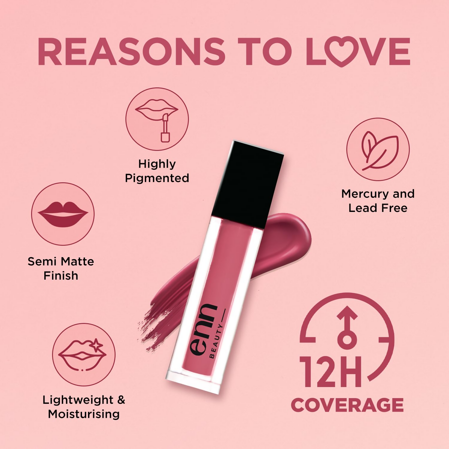 Enn Semi Matte Red Liquid Lipstick - Cosmo Pink 