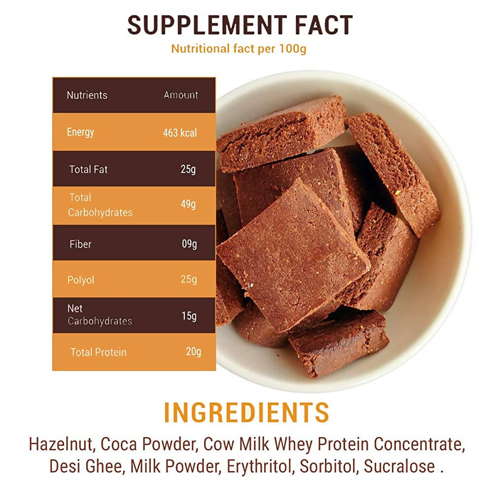 NutroActive Desi Ghee Barfi Hazelnut Chocolate 