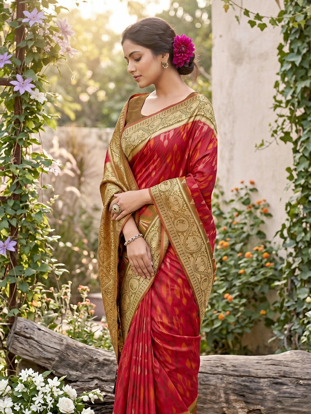Shree Shyam Fashion Red Soft Silk Saree