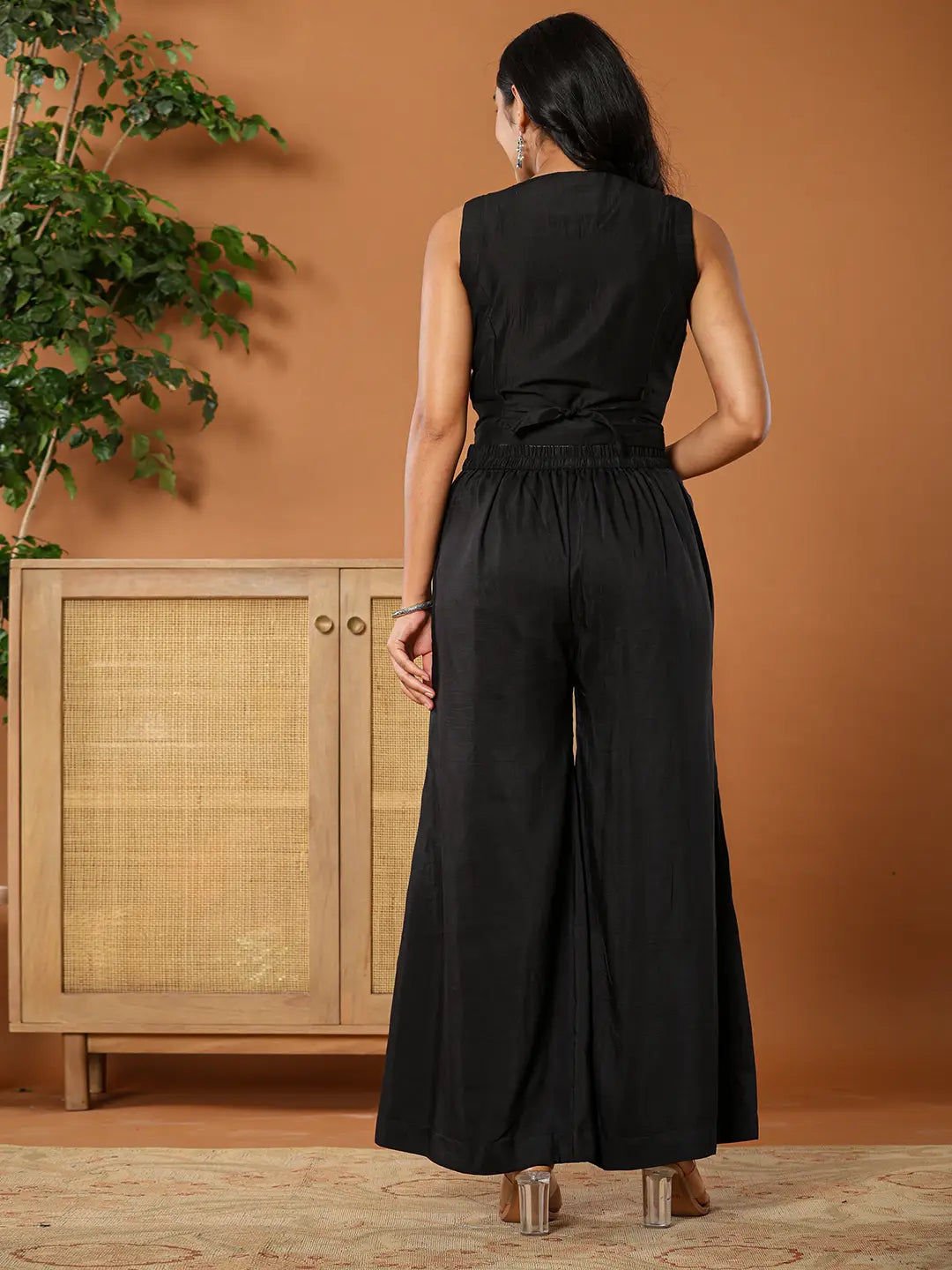 Yufta Cotton Silk Festive Waistcoat Co-Ord Set With Attached Cotton Lining 