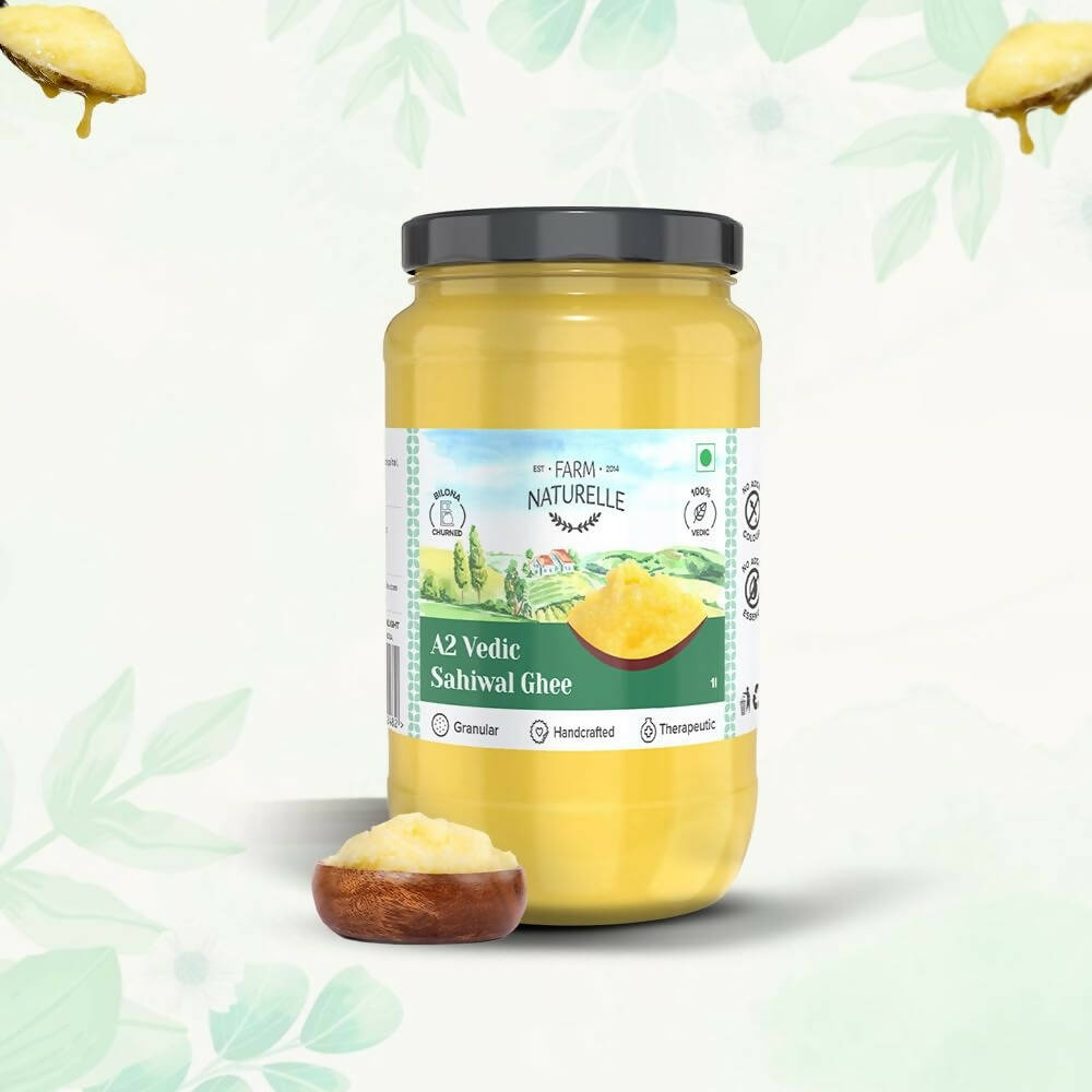 Farm Naturelle A2 Vedic Sahiwal Ghee - Desi Cow Ghee | Natural, Healthy, and Pure | Cultured Cow Ghee 