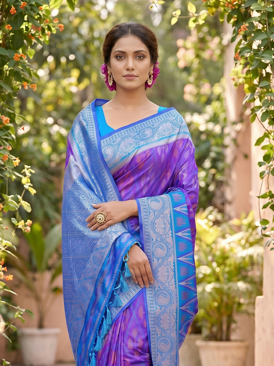 Shree Shyam Fashion Purple Soft Silk Saree